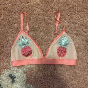 Secret Possessions Pineapple Sequin Bralette Sz M 6/8 - Pink / Festival Sexy